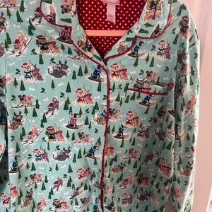 NWT Wondershop Skiing Print Pajama Top - Light Blue and Red